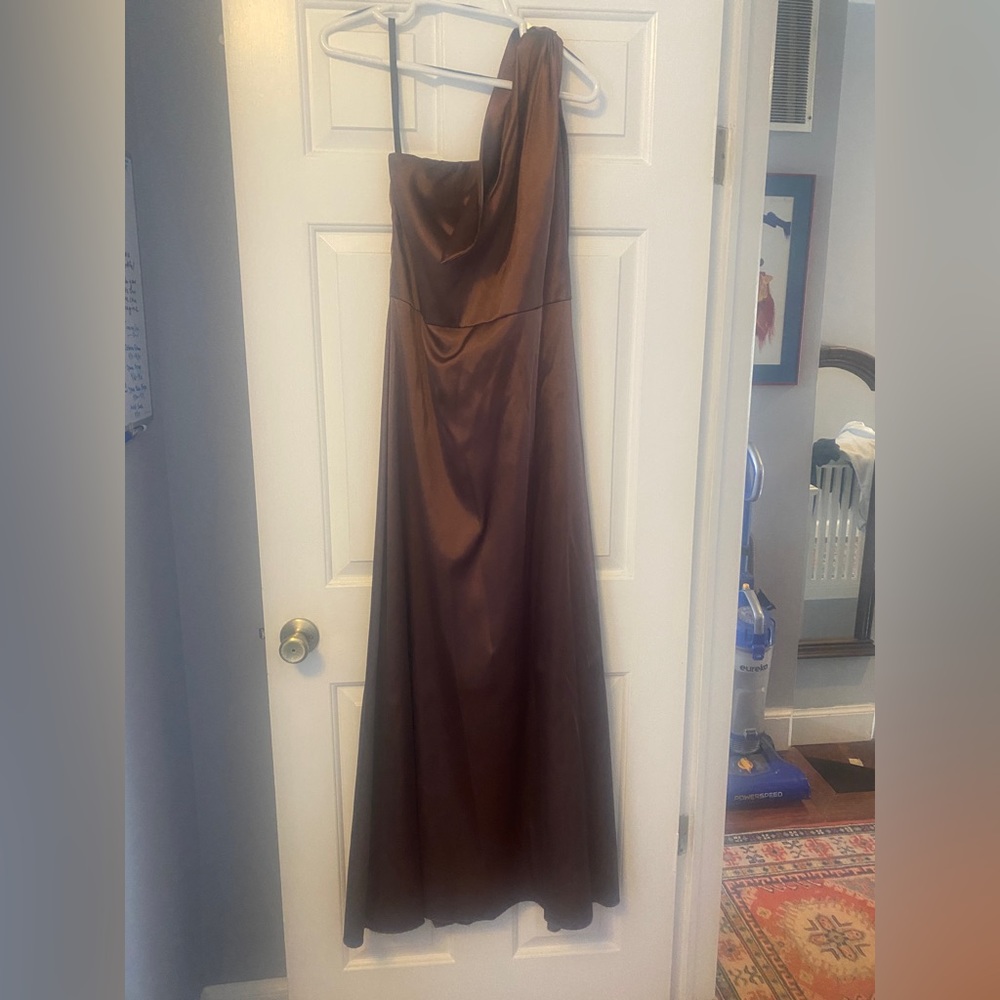 Brown One-Shoulder Formal Gown